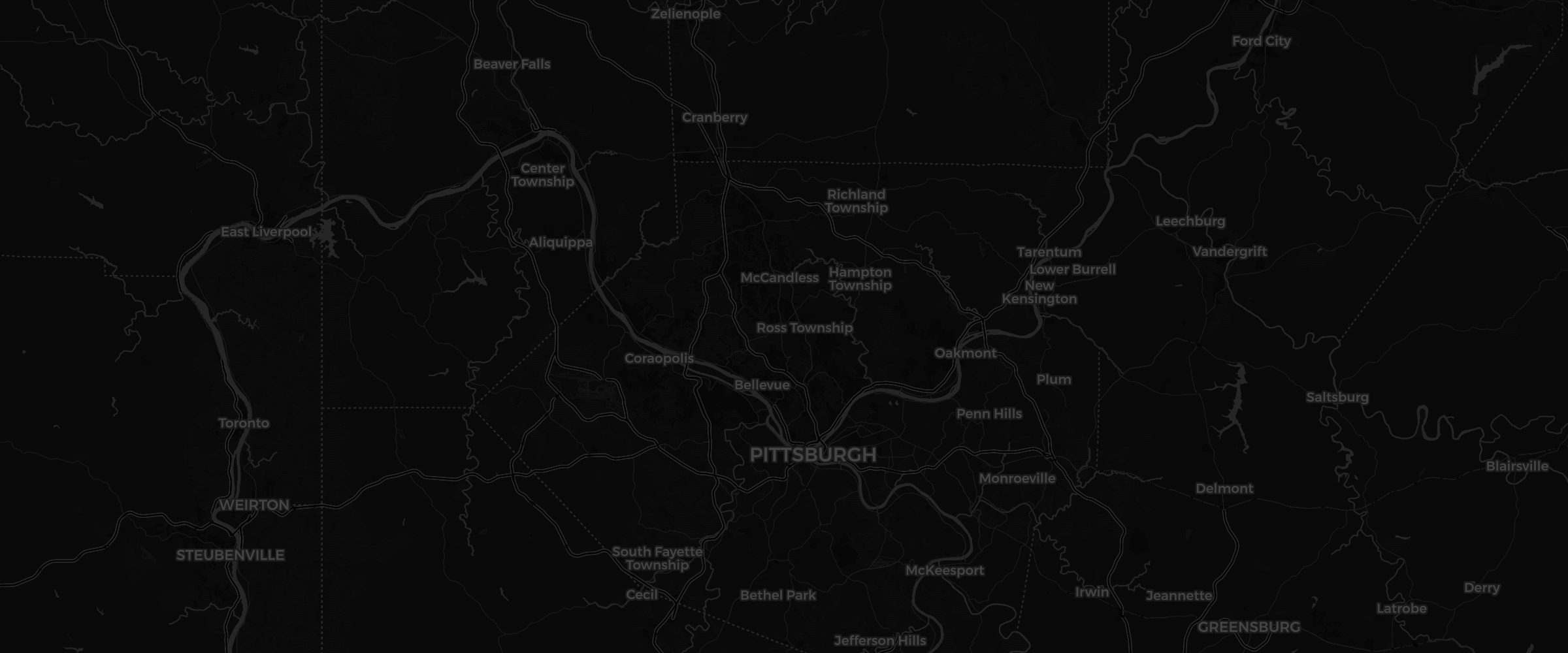 Map showing Pittsburgh, PA and the Wexford Detail shop on Route 19